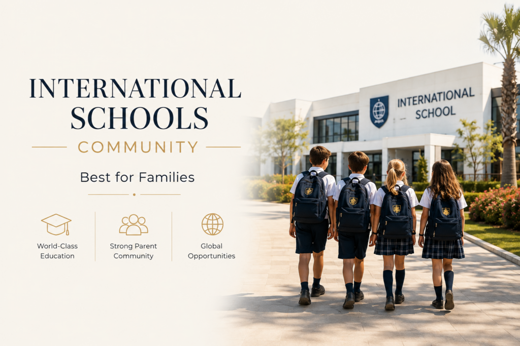 Children and parents at an international school in Marbella, showcasing family life and education on the Costa del Sol.