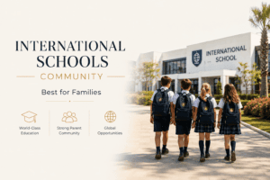 Children and parents at an international school in Marbella, showcasing family life and education on the Costa del Sol.